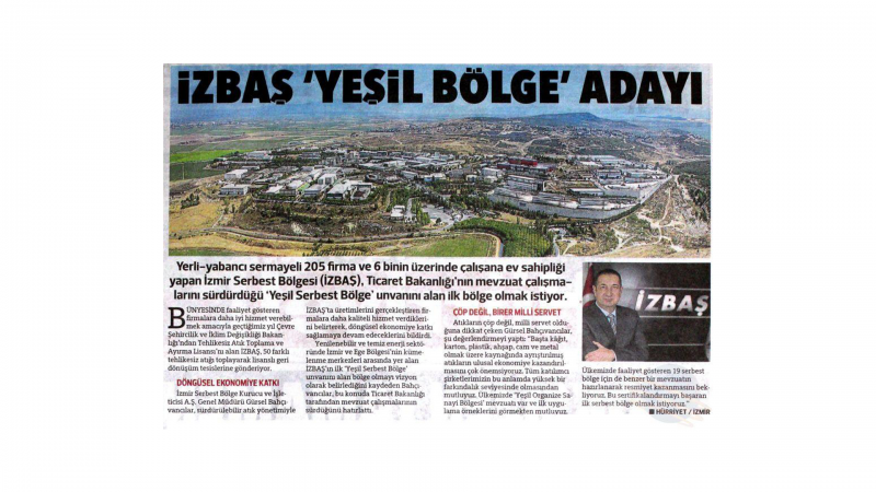 İzbaş - İZBAŞ “İLK YEŞİL SERBEST BÖLGE” ADAYI