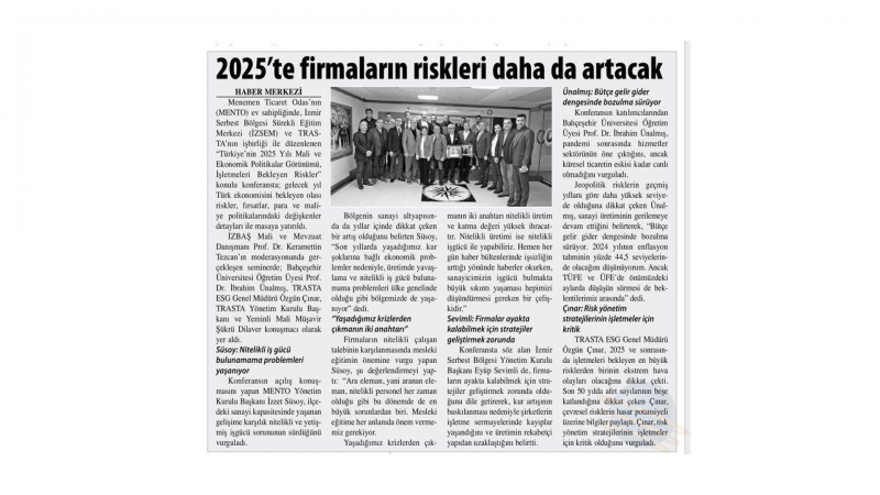 İzbaş - 2025’te Firmaların Riskleri Daha Da Artacak